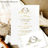 Real Gold Folie Formeel en Elegant Monogram Huweli Folie Uitnodiging