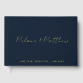 Real Gold Folie Modern Handschrift Script Guestboo Gastenboek (Voorkant)