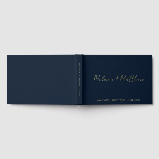 Real Gold Folie Modern Handschrift Script Guestboo Gastenboek (Volledig)