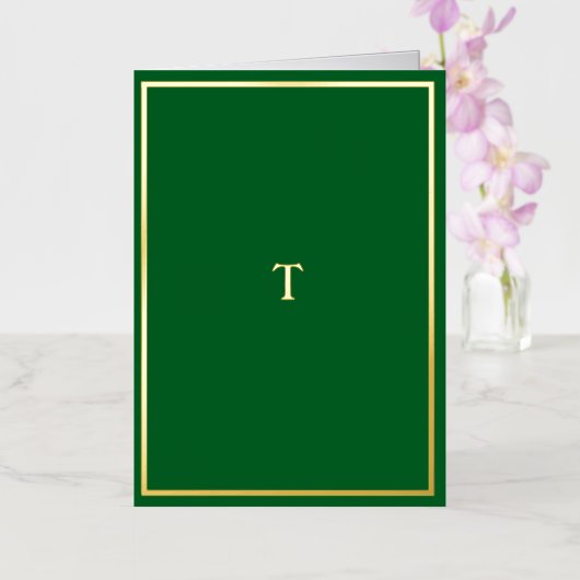 Real Gold Folie Monogram Groen Gevouwen Kaart (Orchidee)