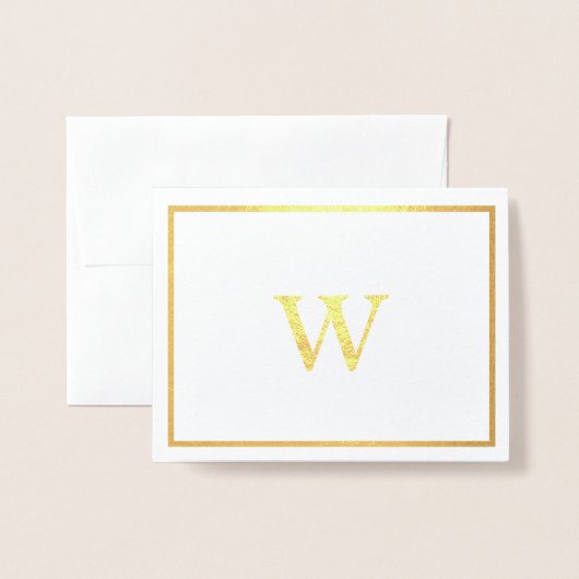 Real Gold Folie Monogram Notitiekaarten Kaarten (Voorkant met envelop)