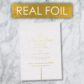 Real Gold Folie Monogram Trouwen Save the Date Folie Uitnodiging