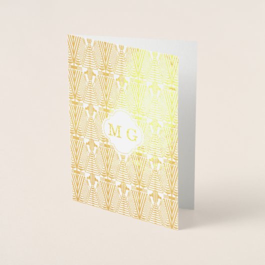 Real Gold Great Gatsby Art Deco Monogram Folie Kaarten (Voorkant)