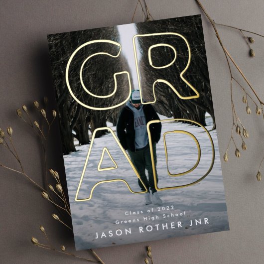 REAL GOLD LINE HOLLOW AFSTUDEERDER hedendaagse fot Folie Uitnodiging