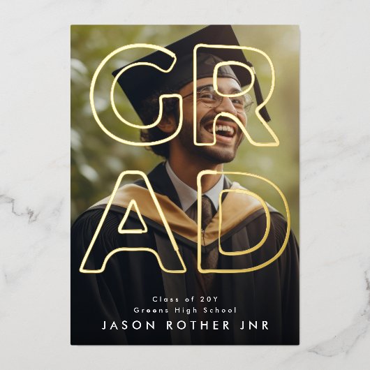 REAL GOLD LINE HOLLOW AFSTUDEERDER hedendaagse fot Folie Uitnodiging (Voorkant)