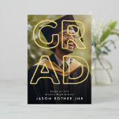 REAL GOLD LINE HOLLOW AFSTUDEERDER hedendaagse fot Folie Uitnodiging (Staand Voorkant)