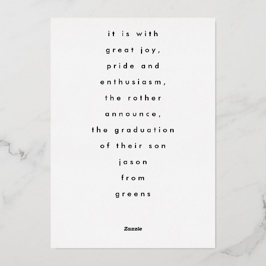 REAL GOLD LINE HOLLOW AFSTUDEERDER hedendaagse fot Folie Uitnodiging (Achterkant)