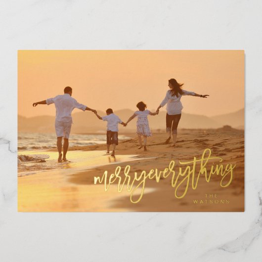 REAL GOLD Merry Alles Photo Folie Feestdagenkaart (Voorkant)