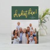 REAL GOLD Oh, wat leuk kerstfoto Folie Feestdagenkaart (Staand Voorkant)