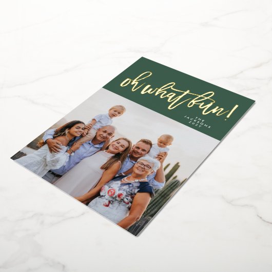 REAL GOLD Oh, wat leuk kerstfoto Folie Feestdagenkaart (Gedraaid)