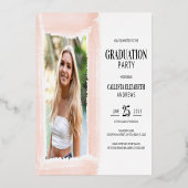 Real Gold Pink Waterverf Foto Afstuderen Folie in Uitnodiging (Achterkant)