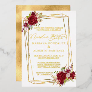Real Gold Wedding Spain Nuestra Boda Folie Uitnodiging