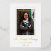 Real Gold White Traditional Elegant Photo Funeral Folie Uitnodiging (Voorkant)