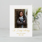 Real Gold White Traditional Elegant Photo Funeral Folie Uitnodiging (Staand Voorkant)