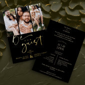 Real Golden Be our Guest Collage Wedding 3 Photos Folie Uitnodiging