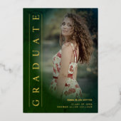 Real Golden Classic Photo Green Shades Afstuderen Folie Uitnodiging (Voorkant)