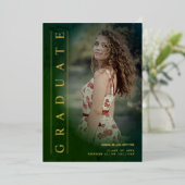 Real Golden Classic Photo Green Shades Afstuderen Folie Uitnodiging (Staand Voorkant)