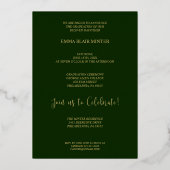 Real Golden Classic Photo Green Shades Afstuderen Folie Uitnodiging (Achterkant)