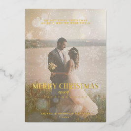 Real Golden Custom Photo Fancy Snowflake Folie Feestdagenkaart