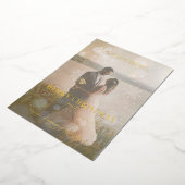 Real Golden Custom Photo Fancy Snowflake Folie Feestdagenkaart (Gedraaid)