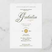 Real Golden Graduation Fancy Arch Effect Wisteria Folie Uitnodiging (Achterkant)