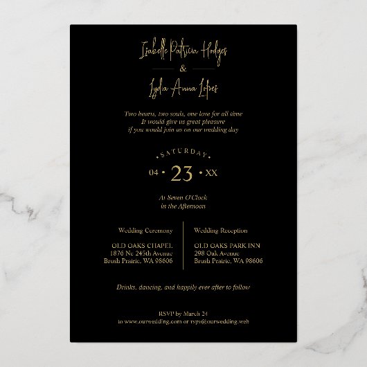 Real Golden Luxury Red Heart 4 photos Trendy Folie Uitnodiging (Achterkant)