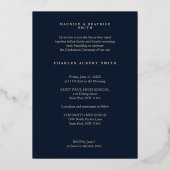Real Golden & Navy Modern Typography Afstudeerder  Folie Uitnodiging (Achterkant)