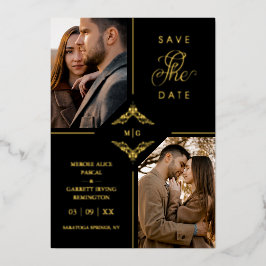 Real Golden Sophisticated Ornament Flourish  Folie Uitnodiging