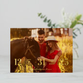 Real Golden Stylish & Fun Unmatched Wedding Photo Folie Uitnodiging (Staand Voorkant)