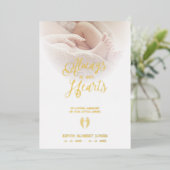 Real Golden Wings Beloved Ones Passed Away Folie Uitnodiging (Staand Voorkant)