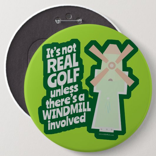 Real Golf heeft een windmolen Ronde Button 6,0 Cm (Voorkant /achterkant)