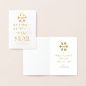 Real Goud  Gelukkig Nieuwjaar Typografie Sneeuwvlo Folie Kaarten (Display)