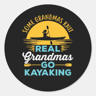 Real Grandmas Go Kayaking Kayak Yak Women Ronde Sticker
