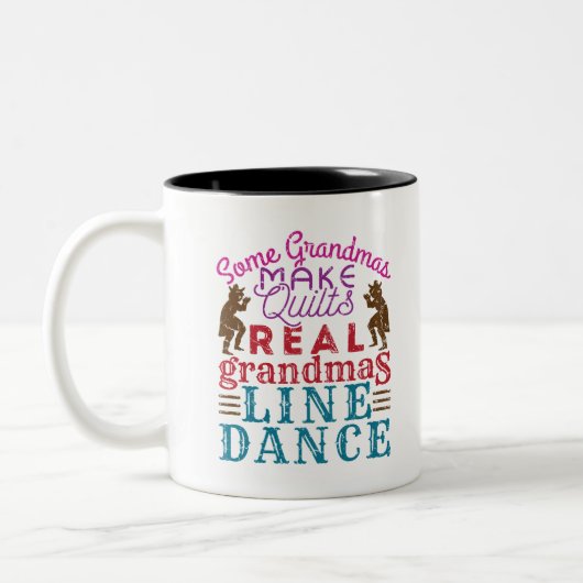 Real Grandmas Line Dance Cute Line Dancing Tweekleurige Koffiemok (Links)