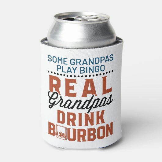 Real Grandpas Drink Bourbon Funny Whiskey Drinker Blikjeskoeler (Blikje Voorkant)
