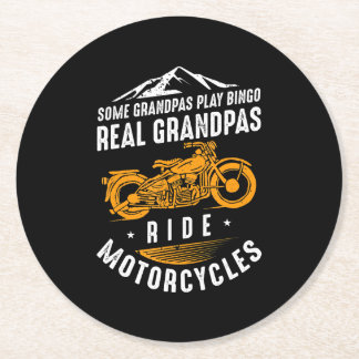 Real Grandpas Ride Motorcycle - cadeau voor fietse Ronde Kartonnen Onderzetter