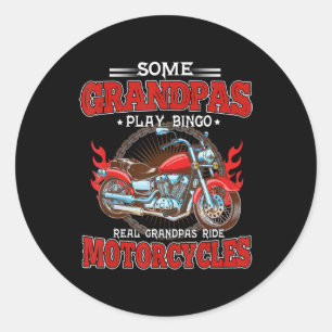 Real Grandpas Ride Motorcycle Motorbike Lover Ronde Sticker