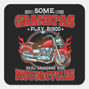 Real Grandpas Ride Motorcycle Motorbike Lover Vierkante Sticker