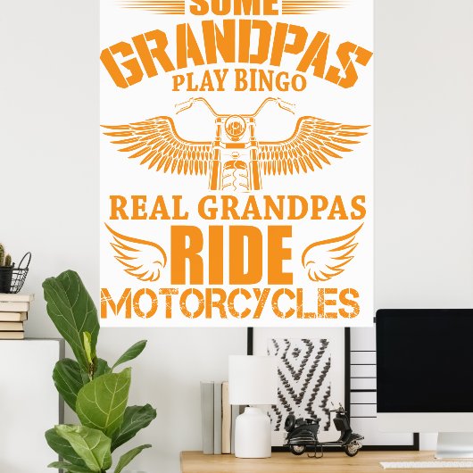 Real Grandpas Ride Motorcycle Poster (Thuiskantoor)