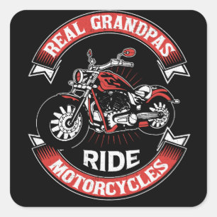 Real Grandpas Ride Motorycli Vierkante Sticker