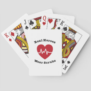 Real Heroes Draag Scrub Funny Nursing Nurse Gift Pokerkaarten