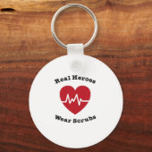 Real Heroes Draag Scrub Funny Nursing Nurse Gift Sleutelhanger (Voorkant)