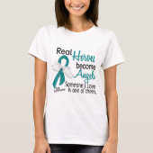 Real Heroes wordt Angels Ovarian Cancer T-shirt (Voorkant)