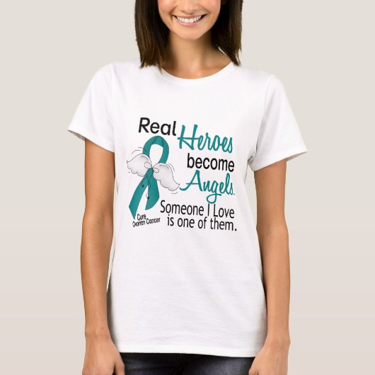 Real Heroes wordt Angels Ovarian Cancer T-shirt (Voorkant)