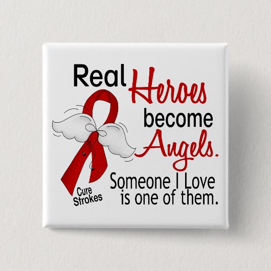 Real Heroes wordt Angels Stroke Vierkante Button 5,1 Cm (Voorkant)