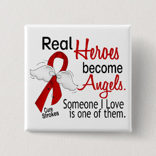 Real Heroes wordt Angels Stroke Vierkante Button 5,1 Cm