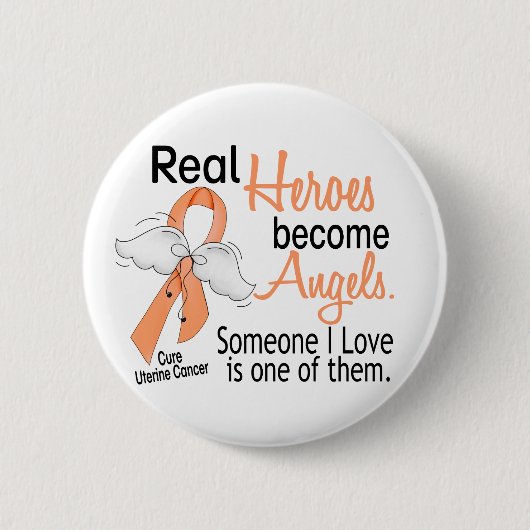 Real Heroes wordt Angels Uterine Cancer Ronde Button 5,7 Cm (Voorkant)