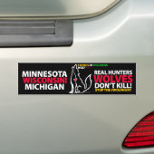 REAL HUNTERS DOEN GEEN WOLVES - WISCONSIN BUMPERSTICKER (Op auto)