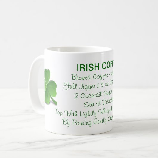 Real Irish Whiskey Recipe Drink Shamrocks Koffiemok (Voorkant links)