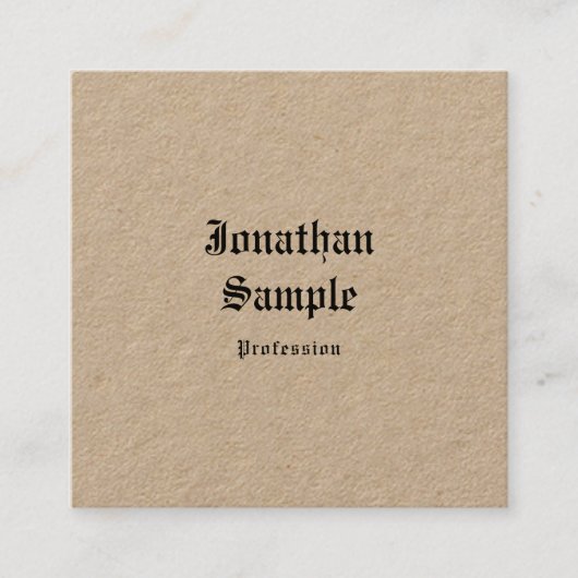 Real Kraft Paper Classic Nostalgy  Sjabloon Vierkante Visitekaartje (Voorkant)